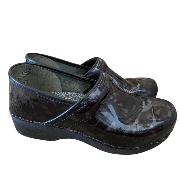 Dansko Black and Purple Patterned Mules - Picture 2 of 8